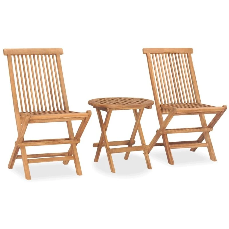 Image of VIDAXL 3 Piece Folding Outdoor Dining Set Solid Teak Wood Vidaxl 8720286208557