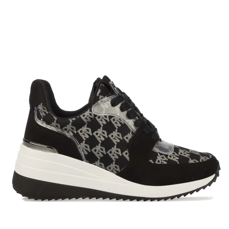 Image of DKNY Kamay Wedge Trainers Black Silver female UK 2.5