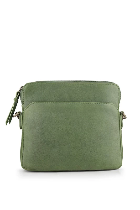 Image of PRIMEHIDE 'Washed Cancun' Leather Small Crossbody Bag Green
