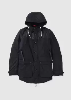 Image of Barbour Mens Game Parka Wax Jacket In Black/Classic