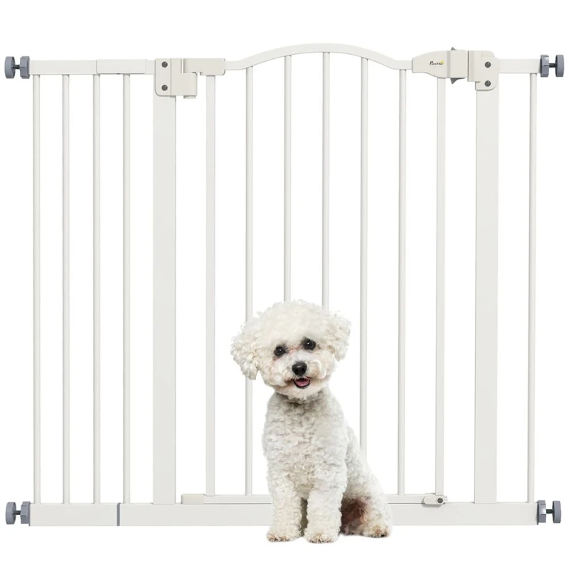 Image of PawHut 74-100cm Adjustable Metal Pet Gate - White D06-094V07WT