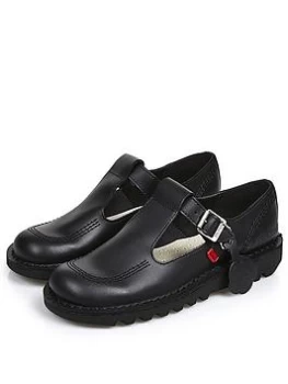 Image of Kickers Kick Lo Aztec Leather Flat Shoe - Black, Size 7, Women