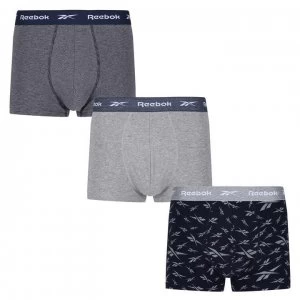 Image of Reebok Barron 3 Pack Boxers Mens - Black/Grey