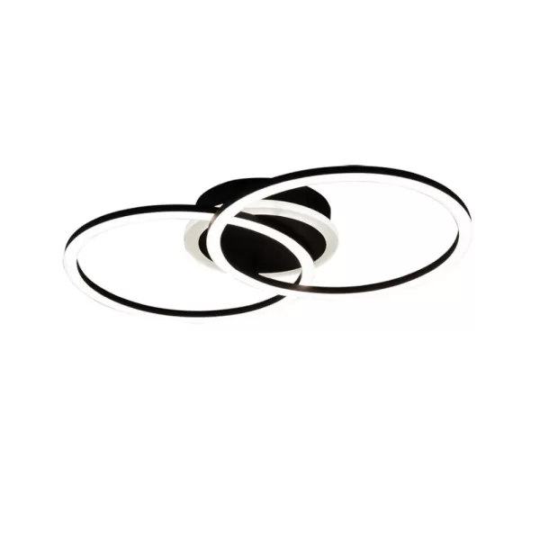 Image of Venida Modern 50cm LED Round Semi Flush Light Black Matt 3000K