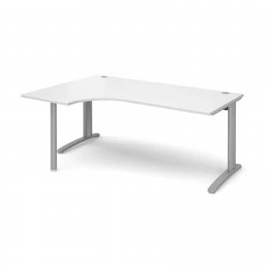 Image of TR10 Left Hand Ergonomic Desk 1800mm - Silver Frame White Top