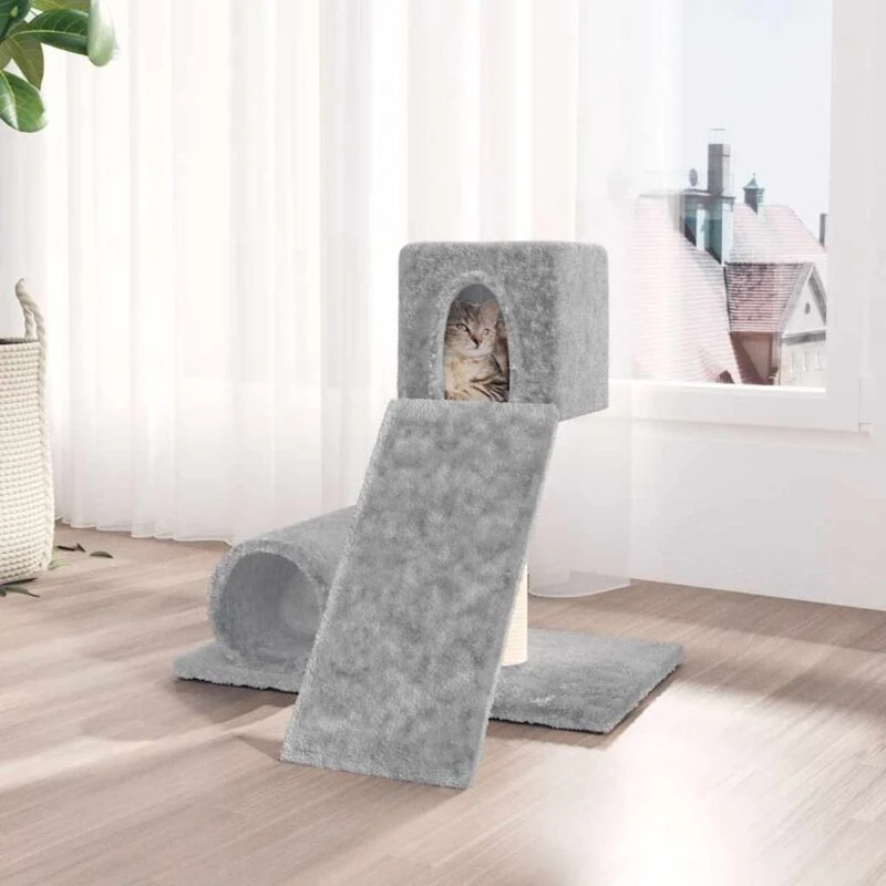 Image of vidaXL Cat Tree w/ Sisal Scratching Post Light Grey 59cm, Grey 171607