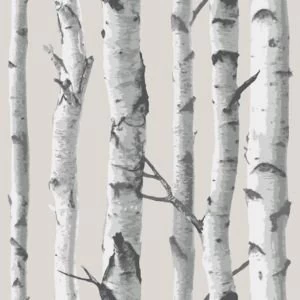 Image of Wallpops Birch tree Grey Peel stick wallpaper L5500mm W520mm