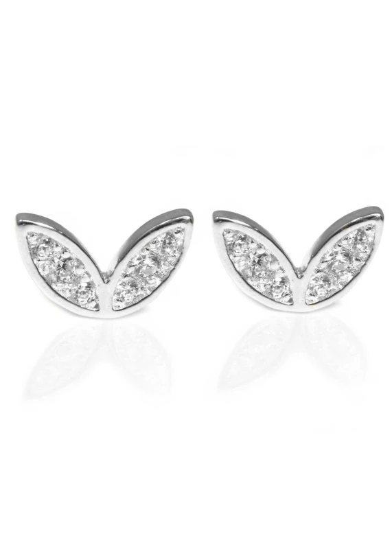 Image of Say It With Silver Winged Earrings with CZ Stones Silver Unisex One Size