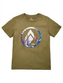 Image of Jack & Jones Junior Boys Circle Print Short Sleeve T-Shirt - Dusty Olive, Dusty Olive, Size 14 Years