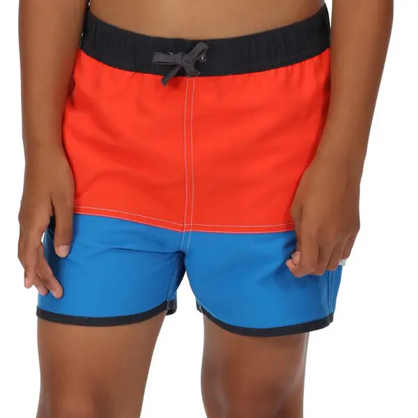 Image of Regatta Boys Sergio Quick Drying Colourblock Swim Shorts 9-10 Years - Waist 61-64cm (Height 135-140cm) Fiery Red/Imperal Blue RKM024B-MWI-9