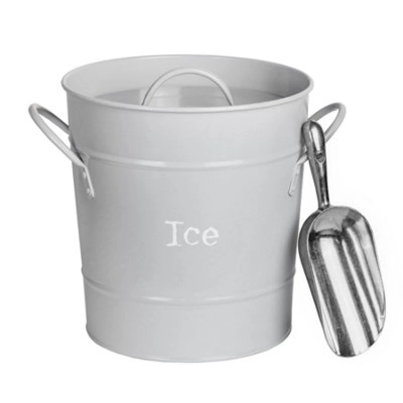 Image of Harbour Housewares Ice Bucket With Scoop - Grey - Vintage Metal Bar Kitchen Cooler Bucket Cooling Storage Tin