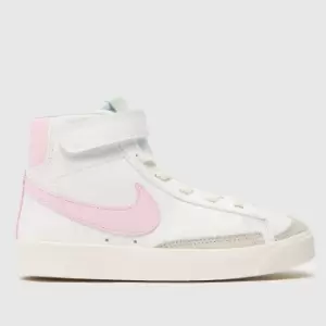 Image of Nike White & Pink Blazer Mid 77 Girls Junior Trainers