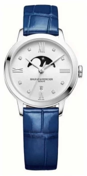 Image of Baume & Mercier Womens Classima Blue Leather Silver Watch