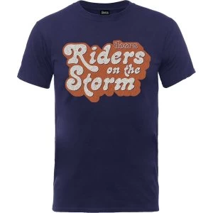 Image of The Doors - Riders on the Storm Logo Unisex Medium T-Shirt - Blue