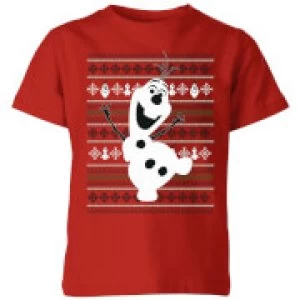 Image of Disney Frozen Olaf Dancing Kids Christmas T-Shirt - Red - 3-4 Years