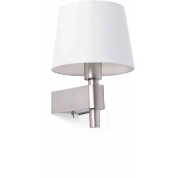 Image of Faro Room - 1 Light Indoor Wall Lamp White, Satin Nickel, E27