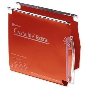 Image of Rexel Crystalfile Extra Lateral 275 15mm Polypropylene V Base Lateral File Red Pack of 25
