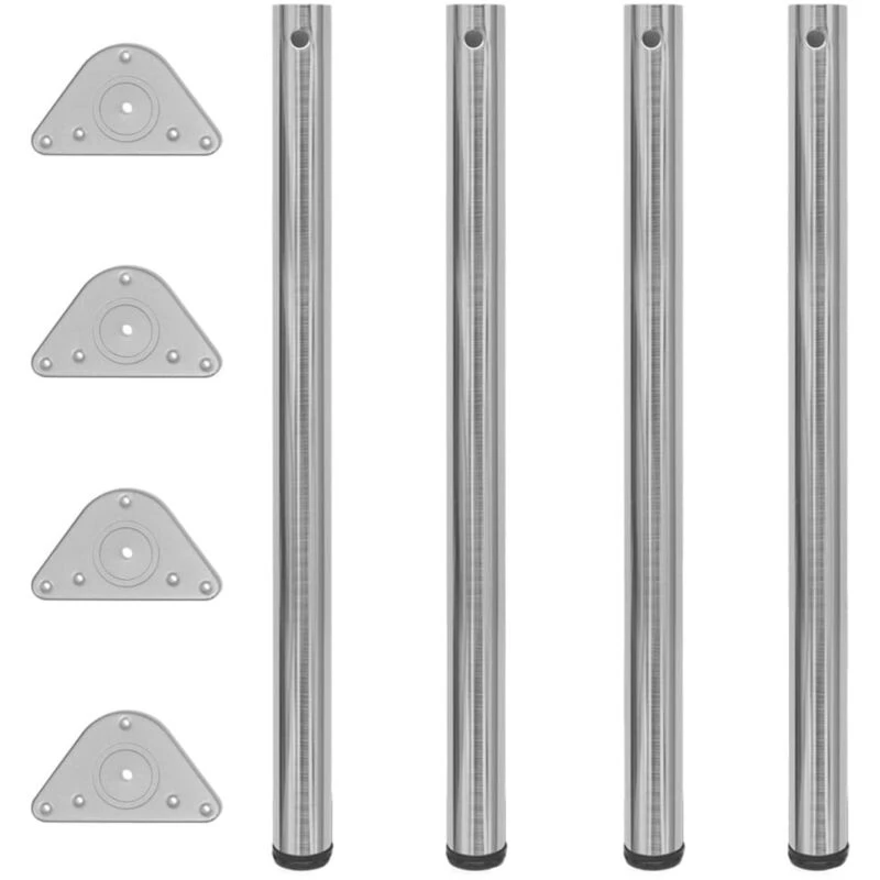 Image of VIDAXL 4 Height Adjustable Table Legs Brushed Nickel 870 mm Vidaxl 8718475946618