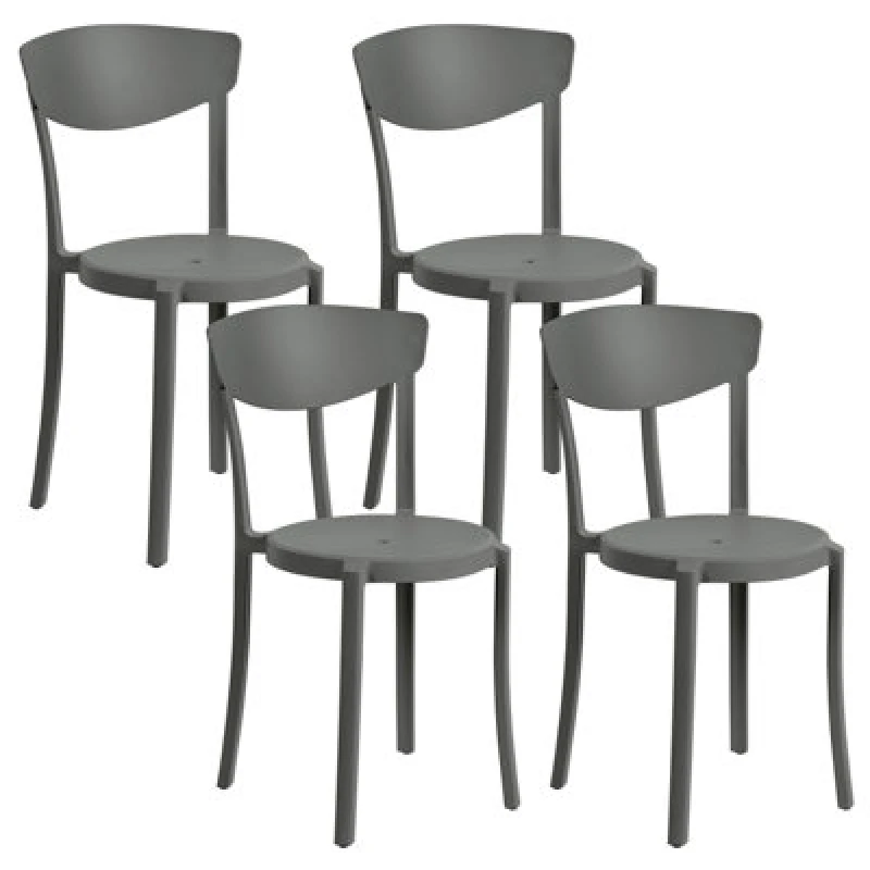 Image of Beliani Set Of 4 Garden Chairs Vieste Dark Grey