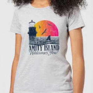 Image of Jaws Welcome To Amity Island Womens T-Shirt - Grey - 5XL