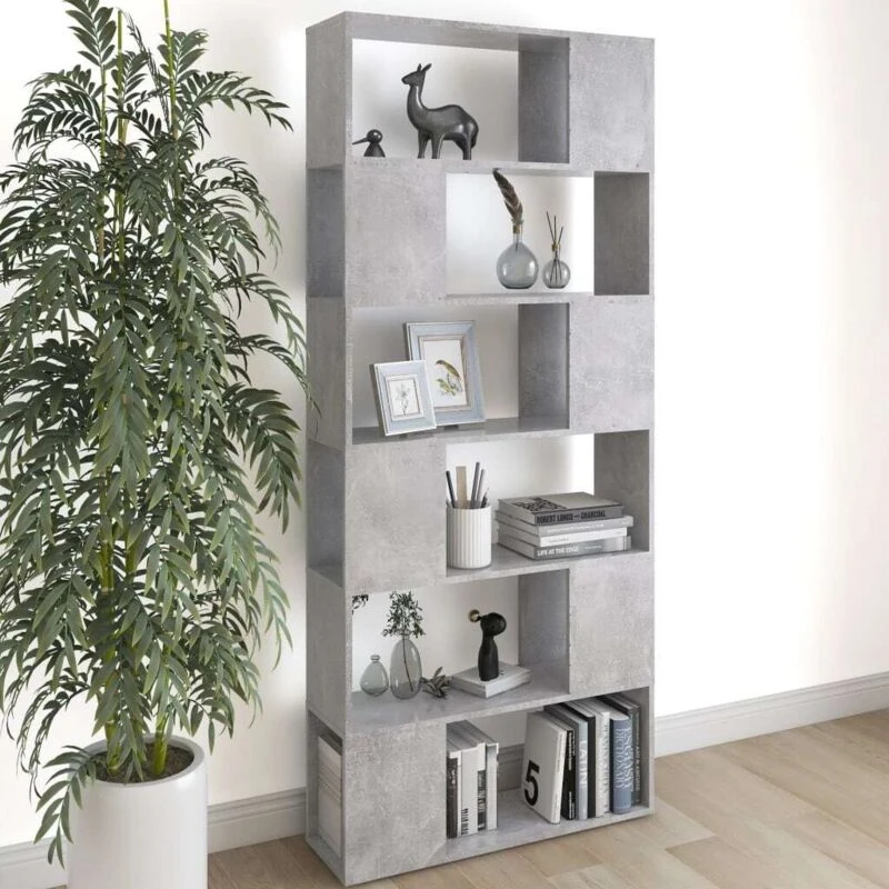 Image of VIDAXL Book Cabinet Room Divider Concrete Grey 80x24x186cm Engineered Wood vidaXL 8720286651124