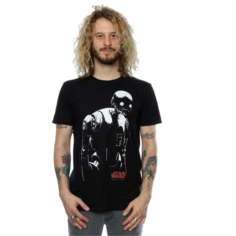 Image of Star Wars Star Wars Men Rogue One K-2SO T-Shirt in Black Size: Small Black S Male 5057068082016