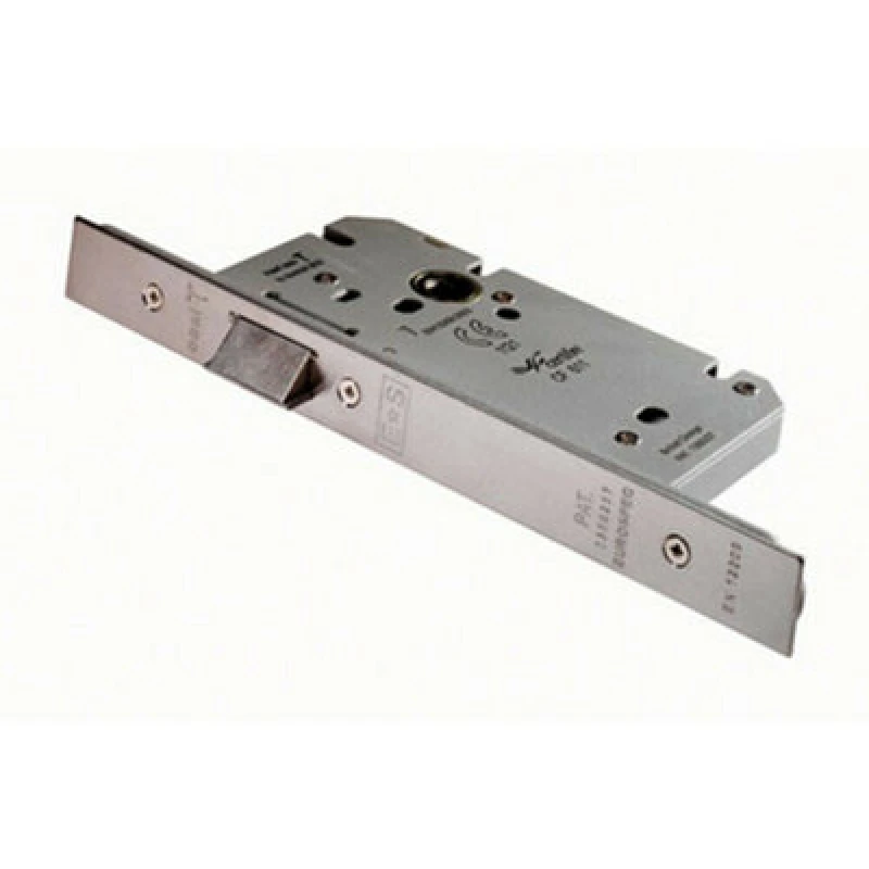 Image of Loops Architectural DIN Latch Square Forend 60mm Backset Satin Stainless Steel Metallics unisex