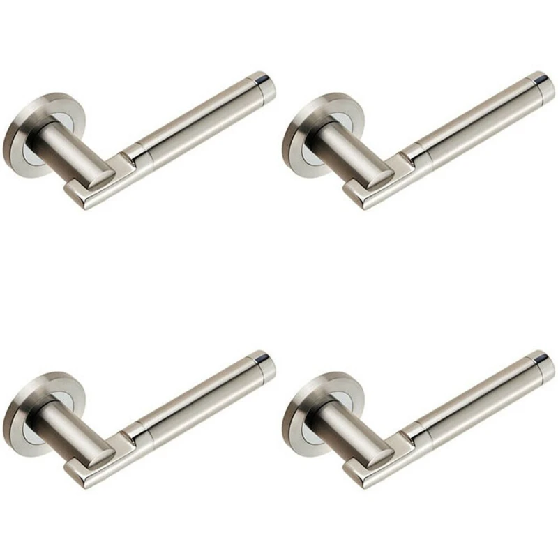 Image of Loops 4x PAIR Round Bar Handle on 52mm Round Rose Concealed Fix Polished Satin Steel Metallics