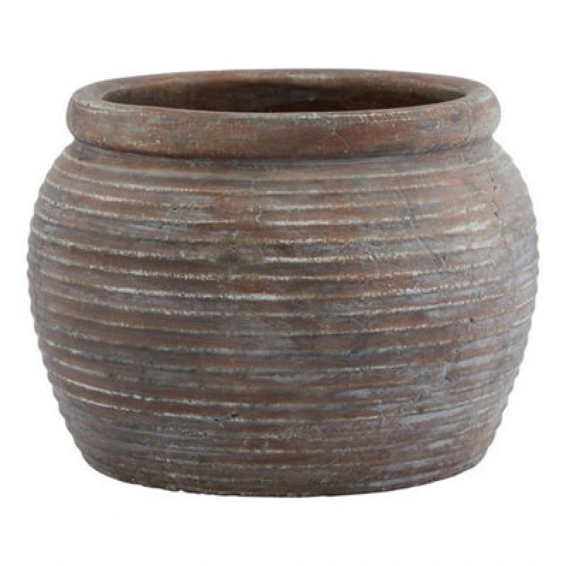 Image of Hill Interiors Siena Diameter Rimmed Plant Pot - Ceramic - L28 X W28 X H20 Cm - Brown