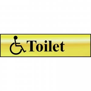 Image of Scan Brass Effect Disabled Toilet Sign 200mm 50mm Standard