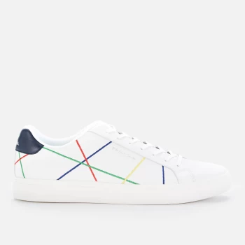 Image of Paul Smith Mens Rex Leather Cupsole Trainers - White/Multi Abstract - UK 10