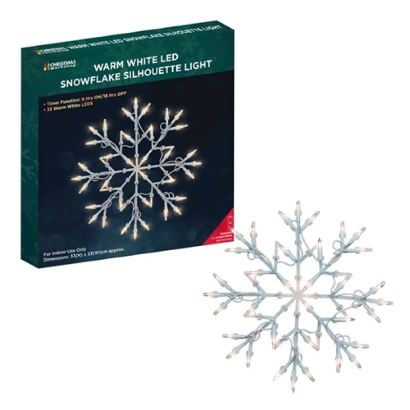 Image of Christmas Workshop 35 LED Warm White Snowflake Silhouette With Timer