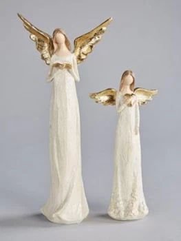 Image of Gisela Graham Gisela Graham Angel Christmas Ornaments (Set Of 2)