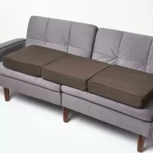 Image of Brown Suede Orthopaedic Foam 3 Seater Booster Cushion - Brown - Homescapes