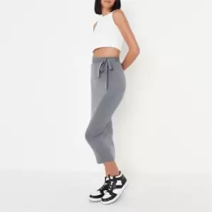 Image of Missguided Knitted Tie Waist Midi Skirt - Black