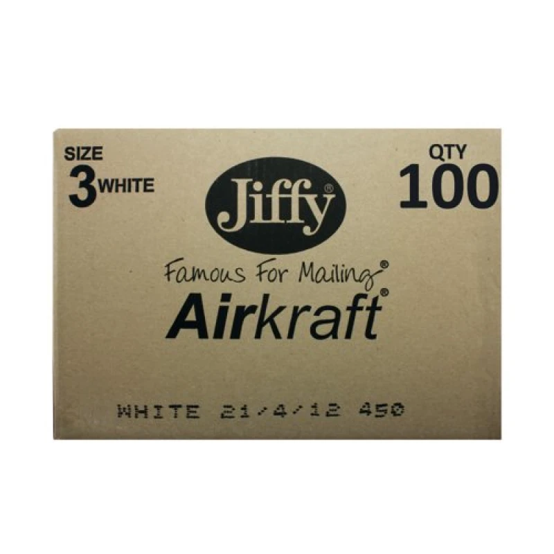 Image of Jiffy AirKraft Size 3 Bubble Lined Mailer White (100 Pack) MAKC88006