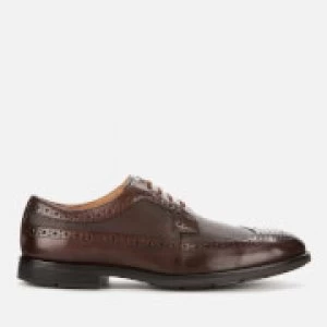 Image of Clarks Mens Ronnie Limit Leather Derby Shoes - Dark Tan - UK 9