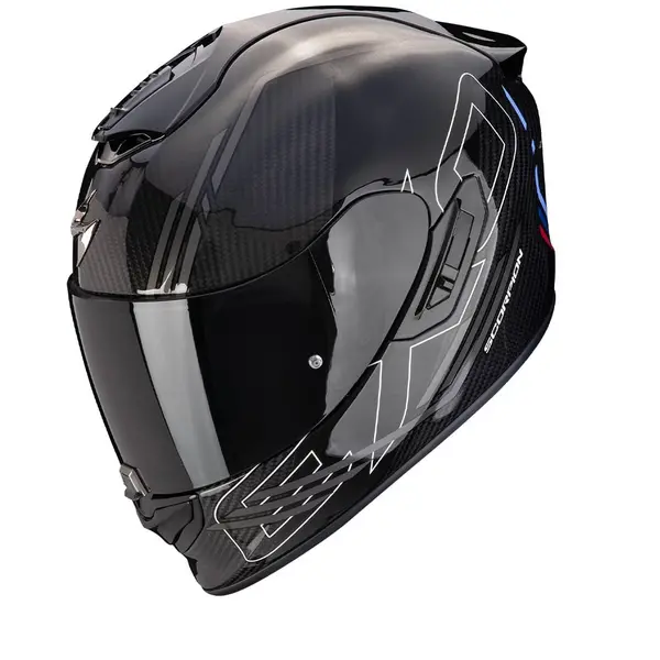 Image of Scorpion EXO-1400 Evo 2 Carbon Air Reika Black-Silver-Blue Full Face Helmet Size L