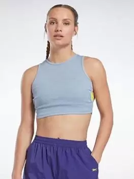 Image of Reebok Les Mills Natural Dye Cutout Tank Top, Purple, Size L, Women