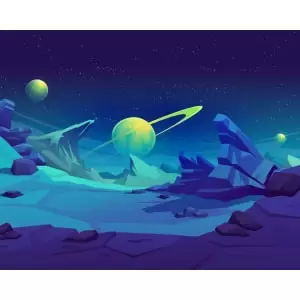 Image of Origin Murals Space Landscape Blue Wall Mural - 3.5 x 2.8m