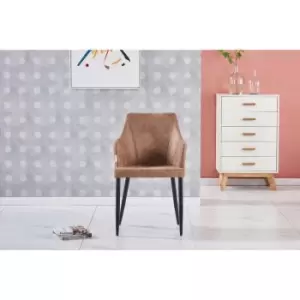 Image of Zarah Faux Leather Chair Luxury Dinette Chairs Living Room, Dessert Shop, Cafe, Hotel, Restaurant Padded Seating Beige Brown Single - Beige Brown