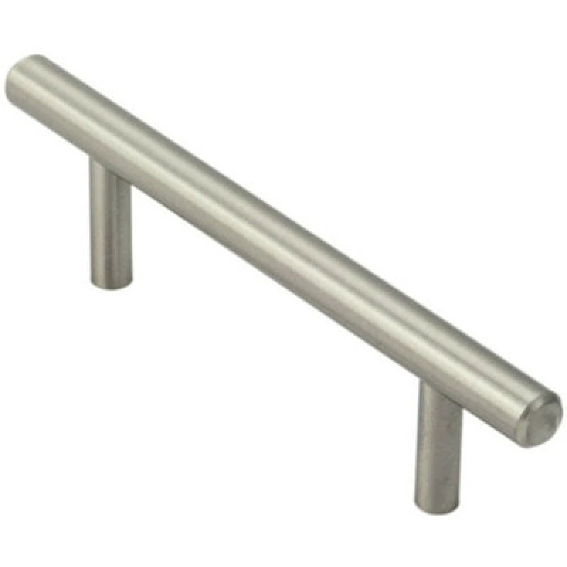 Image of Loops Mini Round T Bar Pull Handle 100 x 8mm 64mm Fixing Centres Satin Nickel Metallics unisex