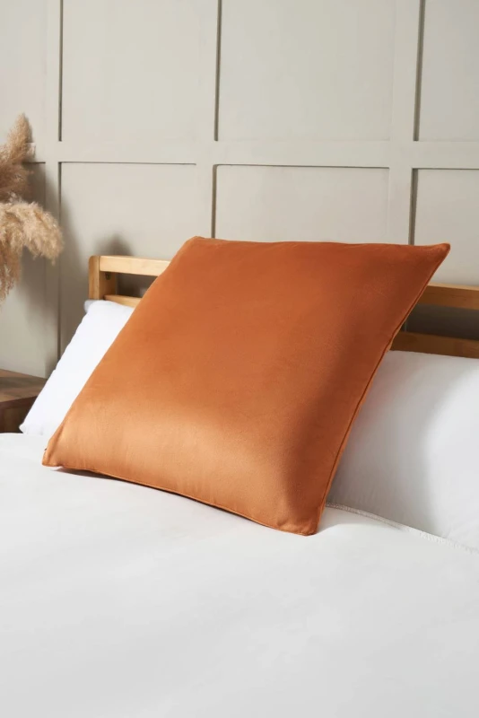 Image of BHS Large Velour Piped Cushion in Orange Orange Unisex
