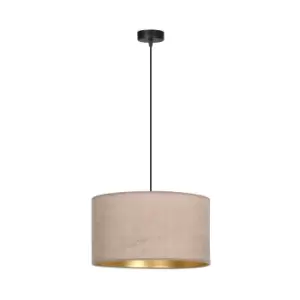 Image of Hilde Black Cylindrical Pendant Ceiling Light with Pink Fabric Shades, 1x E27