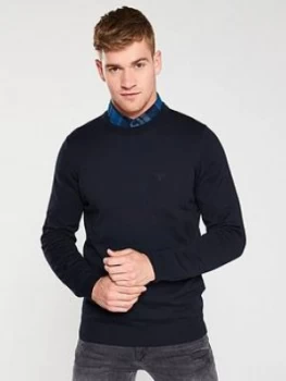 Image of Barbour Crew Neck Jumper - Navy, Size L, Men