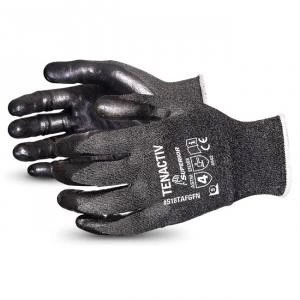 Image of Superior Tenactiv Nitrile 18Ga Knit Glove Foam Palm Black 10 Ref