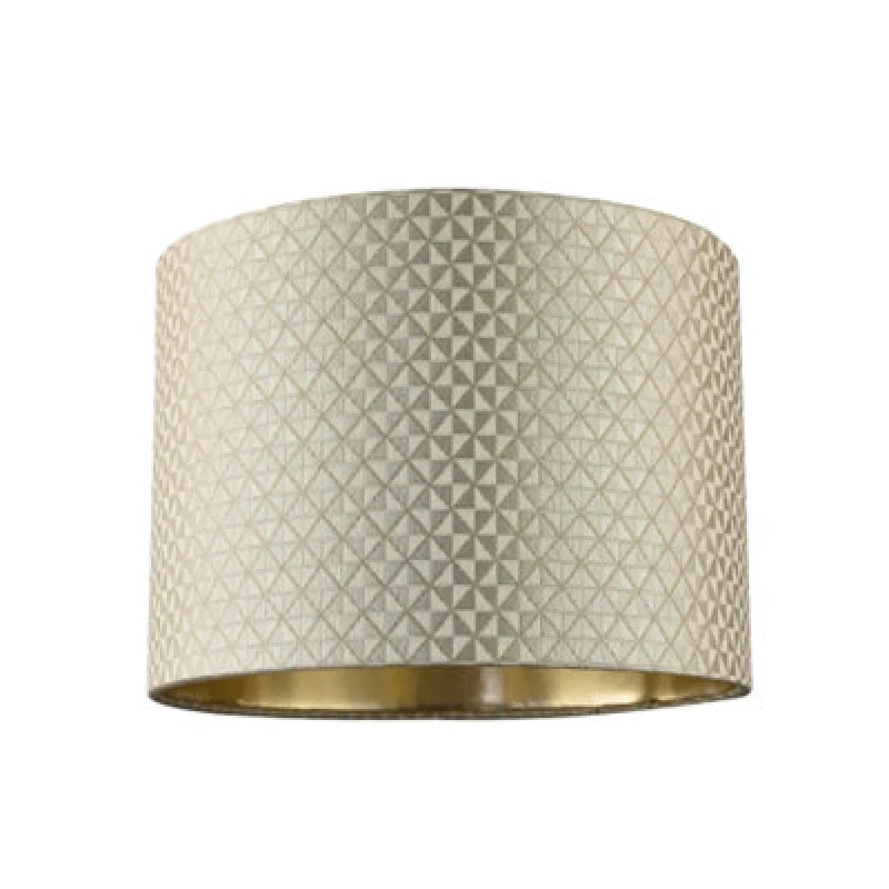 Image of Happy Homewares Light Shimmer Taupe Drum Lamp Shade With Inner Champagne Gold Lining