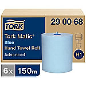Image of Tork Hand Towels H1 Matic Advanced 2 Ply Rolled Blue 6 Rolls of 625 Sheets