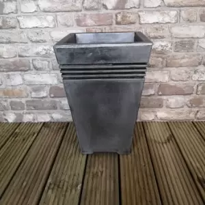 Image of Milano Tall Grey Pewter Garden Planter - 45cm Tall