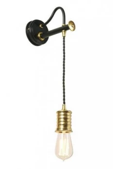 Image of 1 Light Indoor Wall Light Black, Polished Brass, E27